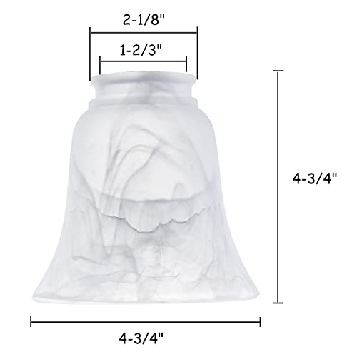 Set of 4 Clear & Frosted Ceiling Fan Light Covers Glass Shade, 5" Diameter M115776