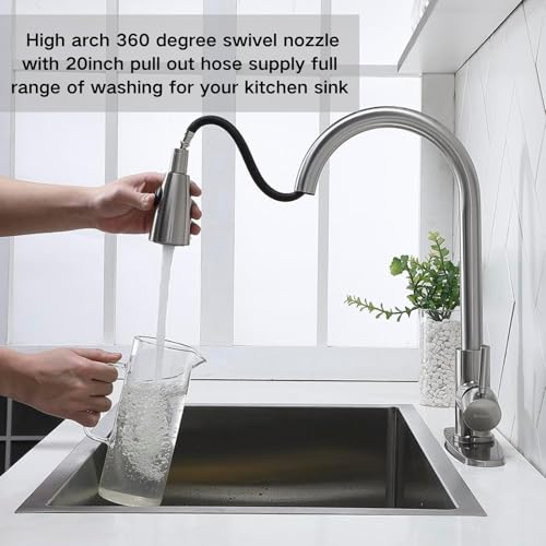 Comllen Single Handle Brushed Nickel Kitchen Faucet with Pull Down Sprayer E27247